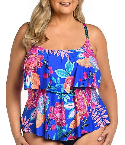 Plus Size The Wild Bloom Plunge Neck Monokini Swimsuit – ICONOFLASH