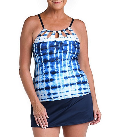 24th & Ocean Seas The Day Cut-Out High Neck Underwire Tankini Swim Top & Solid Swim Skirt