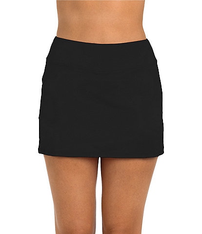 24th & Ocean Solid Tummy Control High Waist Skirted Swim Bottom