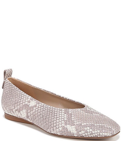 Naturalizer 27 EDIT Carla Snake Print Leather Square Toe Casual Ballet Flats