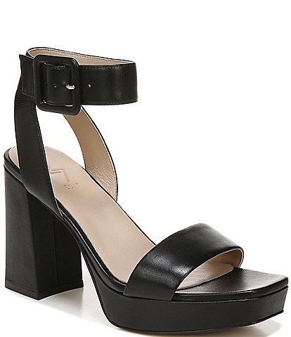 27 EDIT Naturalizer Jaselle Square Toe Leather Ankle Strap Platform Dress Sandals