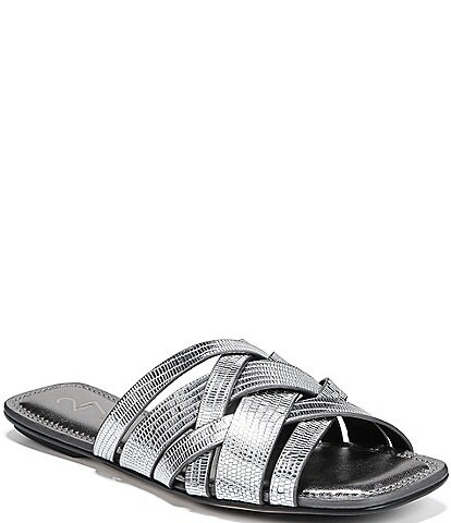 27 EDIT Naturalizer Zoie Square Toe Metallic Lizard Print Sandals
