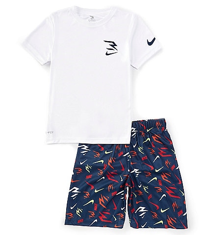 3BRAND By Russell Wilson Big Boys 8-20 Short-Sleeve Dri-FIT T-Shirt & Printed Shorts Set