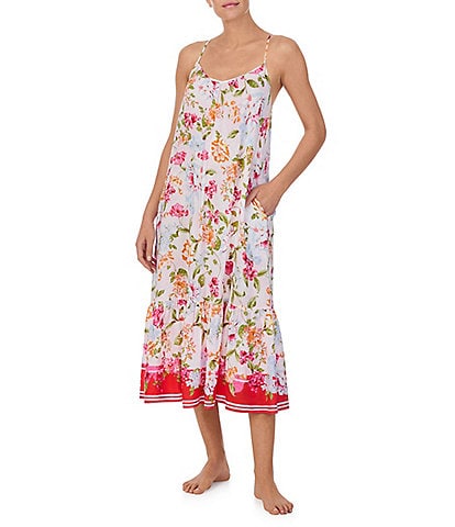 40 Winks Floral Print Sleeveless V-Neck Maxi Woven Chemise