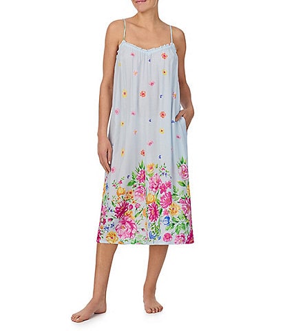 40 Winks Floral Print Sleeveless V-Neck Woven Midi Chemise