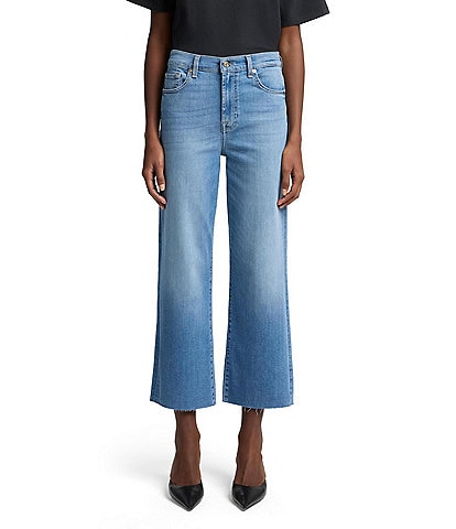 7 For All Mankind Alexa High Rise Trouser Leg Cropped Stretch Denim Jeans
