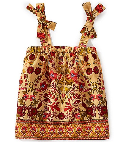A Loves A Big Girls 7-16 Batik Floral Print Bow Strap Woven Tank Top