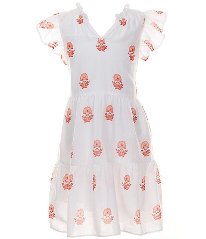 A Loves A Big Girls 7-16 Family Matching Floral Print Ruffle Cap Sleeve A-Line Tiered Dress