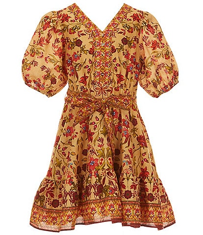 A Loves A Big Girls 7-16 Floral Print Puff Sleeve Wrap Dress