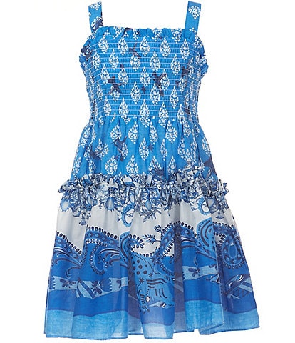 A Loves A Big Girls 7-16 Floral Print Sleeveless Smocked Dress