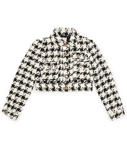 A Loves A Big Girls 7-16 Long Sleeve Houndstooth Cropped Jacket