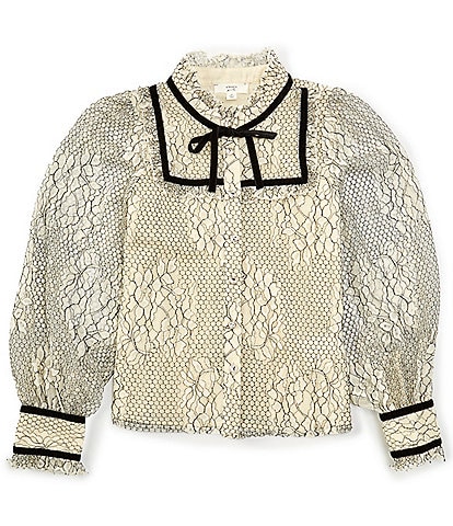 A Loves A Big Girls 7-16 Long Sleeve Lace Ruffle Top