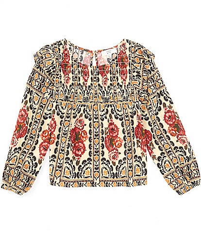 A Loves A Big Girls 7-16 Long Sleeve Printed Blouse