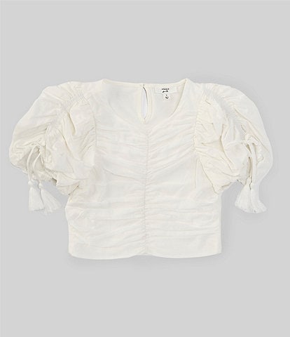 A Loves A Big Girls 7-16 Puff Sleeve Ruched Blouse
