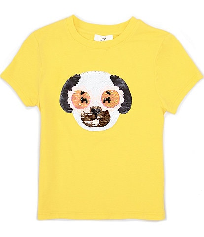 A Loves A Big Girls 7-16 Short Sleeve Flip Sequin Dog Graphic T-Shirt