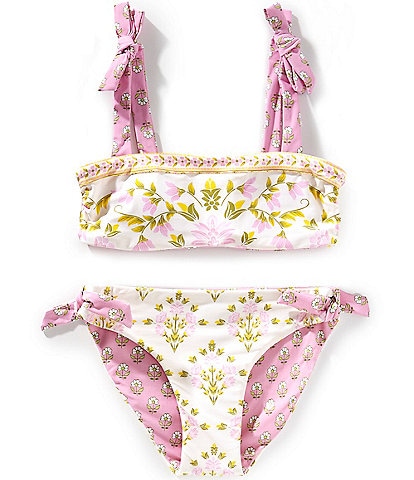 A Loves A Big Girls 7-16 Floral Print Tie Shoulder Bralette Two-Piece Swimsuit