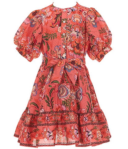 A Loves A Big Girls Bubble Sleeve Floral Print Dress