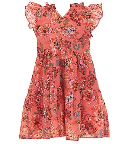 A Loves A Big Girls Print Tiered Ruffle Dress