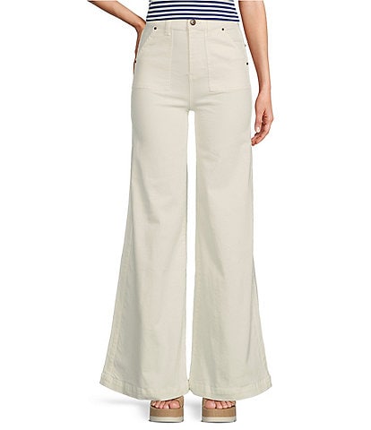 A Loves A High Rise Wide Leg Patch Pocket Utility Jeans