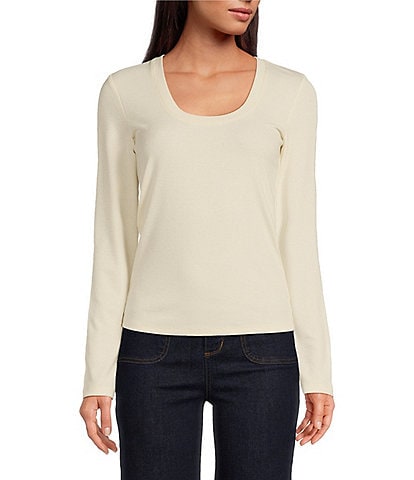 A Loves A Knit Ribbed Scoop Neck Long Sleeve Tee Shirt