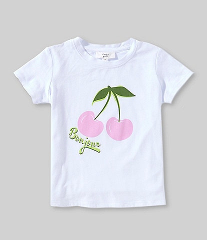 A Loves A Little Girls 2-6X Short Sleeve Bonjour Cherry Graphic T-Shirt