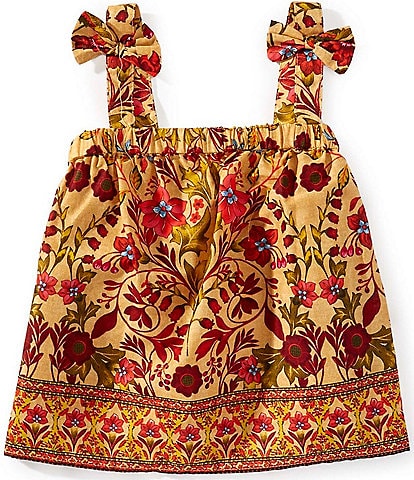 A Loves A Little Girls 2T-6X Batik Print Ruffle Sleeveless Woven Top