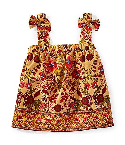 A Loves A Little Girls 2T-6X Batik Print Bow Strap Sleeveless Woven Tank Top
