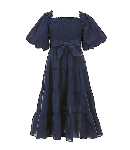 A Loves A Little Girls 2T-6X Bubble Sleeve Smocked Bodice Tier Dress