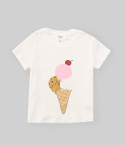 A Loves A Little Girls 2T-6X Short Sleeve Glitter Graphic T-Shirt