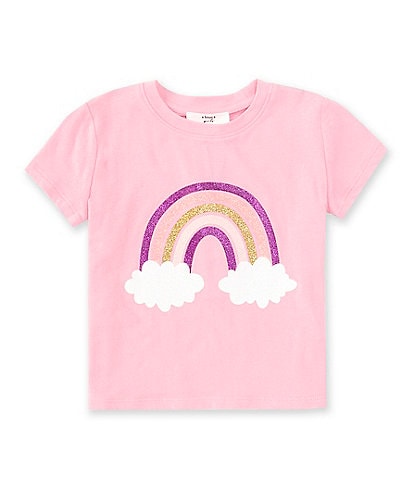 A Loves A Little Girls 2T-6X Short Sleeve Glitter Rainbow T-Shirt