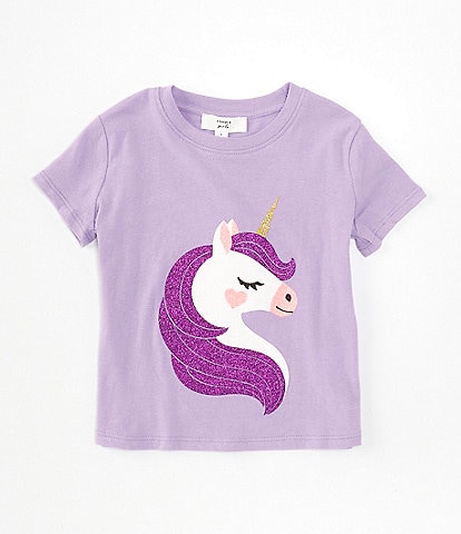 A Loves A Little Girls 2T-6X Short Sleeve Glitter Unicorn T-Shirt