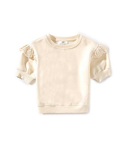 A Loves A Little Girls Ruffle Short Sleeve Sweater