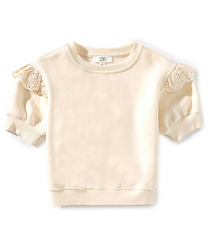 A Loves A Little Girls Ruffle Short Sleeve Sweater