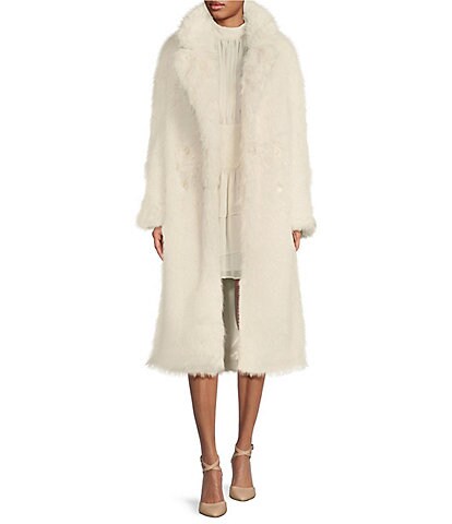 A Loves A Oversized Long Faux Fur Double Breasted Notch Lapel Coat