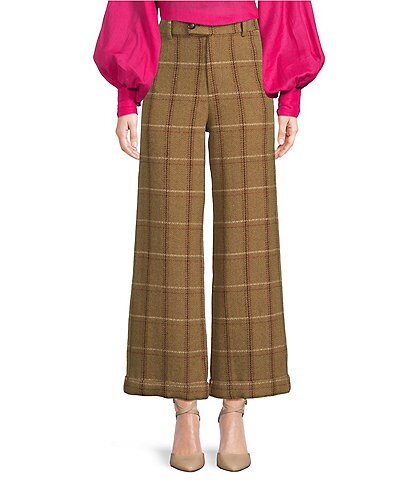 A Loves A Plaid High Rise Wide Leg Tweed Coordinating Pants