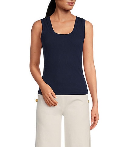A Loves A Ribbed Knit Scoop Neck Sleeveless Tank