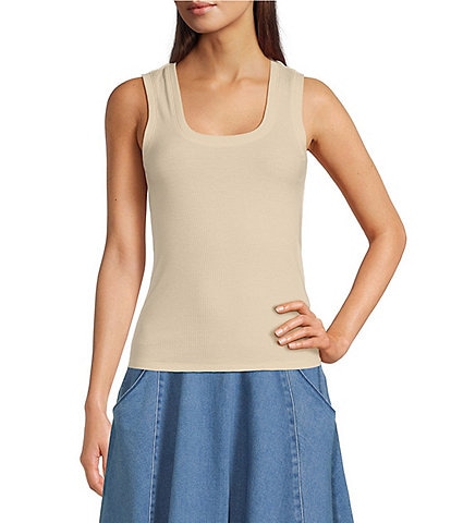 A Loves A Ribbed Knit Scoop Neck Sleeveless Tank