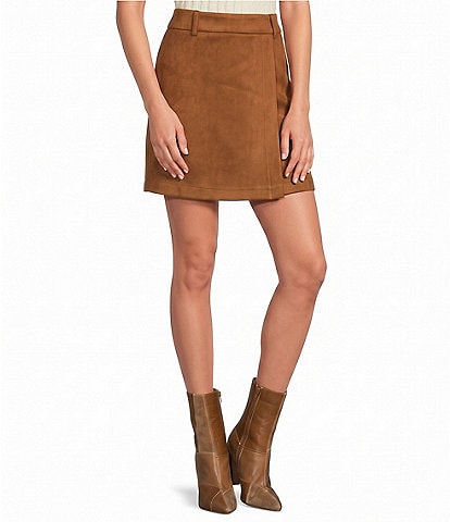 A Loves A Suede Wrap Mini Skirt