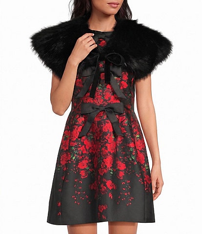 A Loves A Tie Front Faux Fur Cape