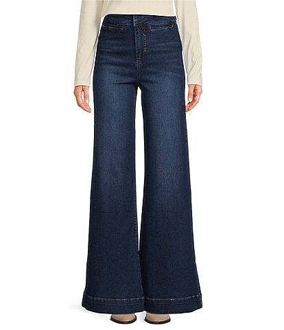 A Loves A Vintage Tint Stretch Denim High Rise Wide Leg Greaser Jean