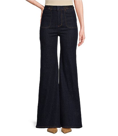 A Loves A Vintage Wash High Rise Wide Leg Denim Jeans