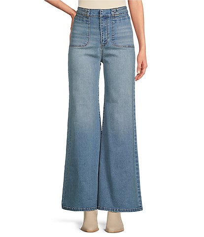 A Loves A Vintage Wash High Rise Wide Leg Denim Jeans