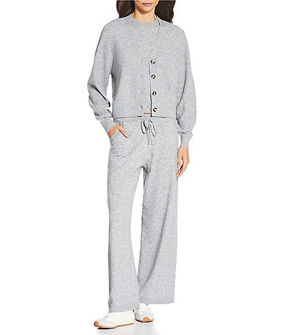 A Loves A Wool Blend V-Neck Long Sleeve Button Front Coordinating Cardigan