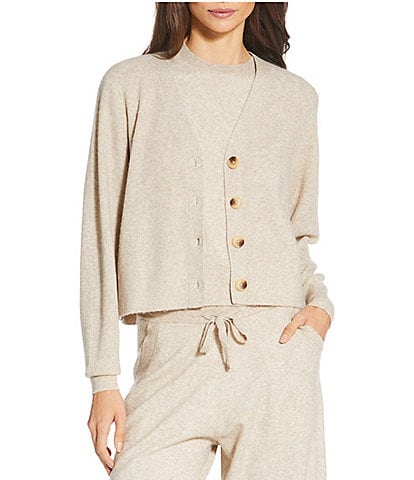 A Loves A Wool Blend V-Neck Long Sleeve Button Front Coordinating Cardigan