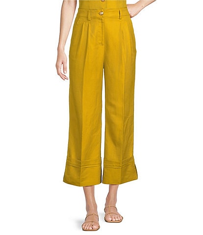 A Loves A Woven High Rise Pleated Wide Leg Pointed Cuff Coordinating Trousers