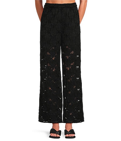 A.Ren Chantilly Lace Flared Leg Pull-On Pants