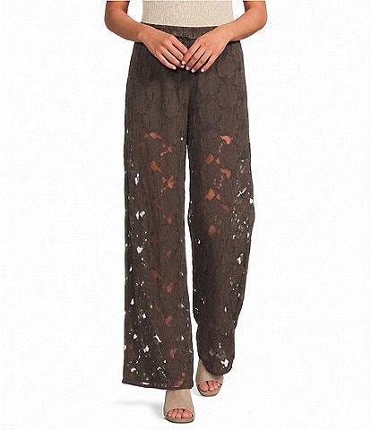 A.Ren Chantilly Lace Flared Leg Pull-On Pants