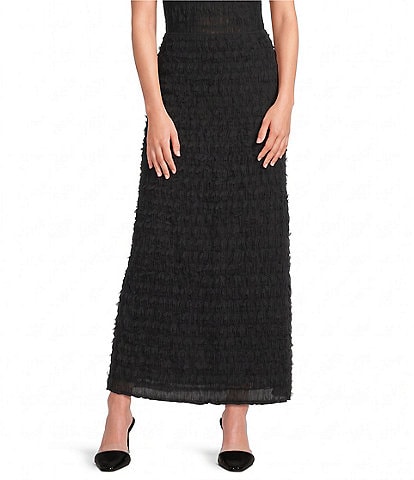 A.Ren Sorrel Chiffon Coordinating Pull-On Maxi Pencil Skirt