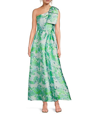 Abbey Glass Caroline Organza Floral One Shoulder Gown