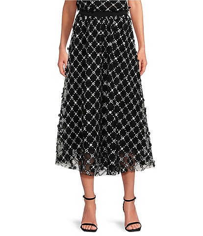 Abbey Glass Eden Lace Sequin Midi A-Line Skirt